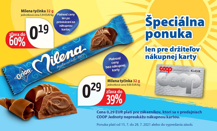 Špeciálna ponuka len pre držiteľov nákupnej karty COOP Jednota