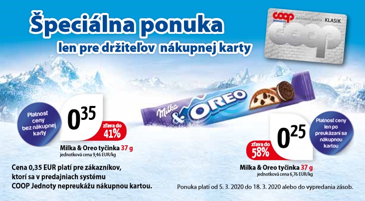 Špeciálna ponuka len pre držiteľov nákupnej karty COOP Jednota_OREO