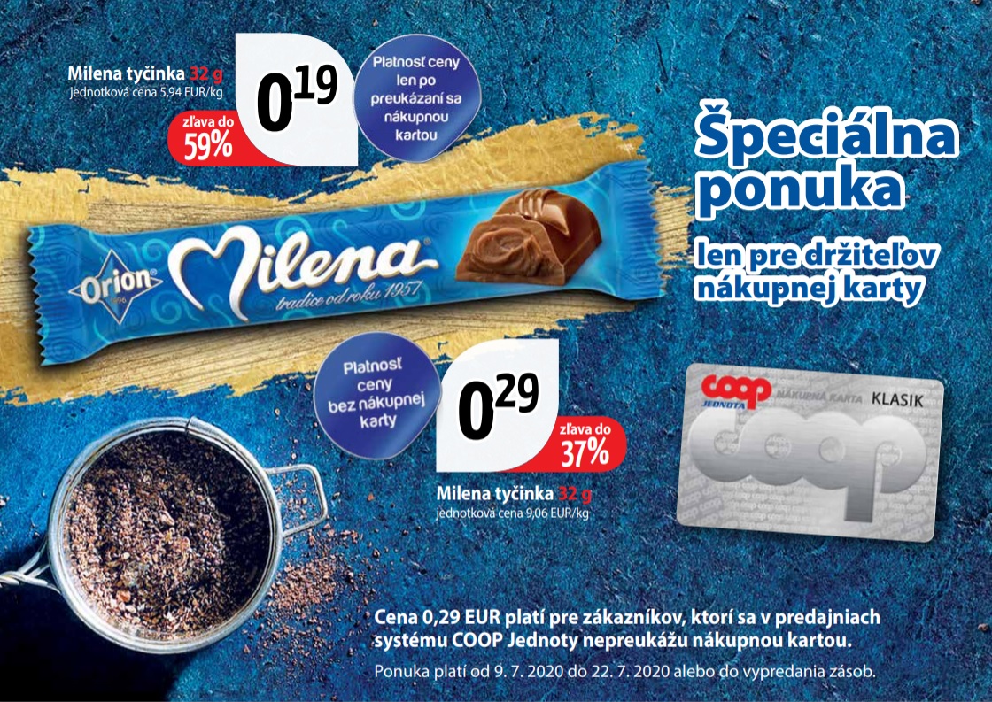 Špeciálna ponuka len pre držiteľov nákupnej karty COOP Jednota